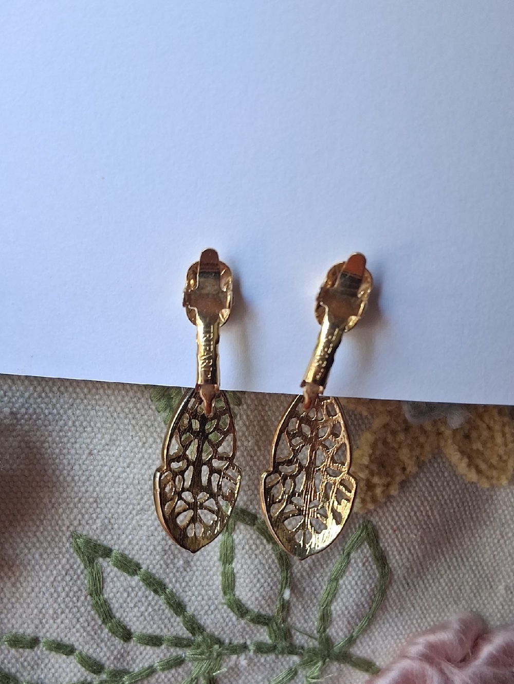 Trifari Vintage Teardrop Dangle Earrings - Picture 2 of 11